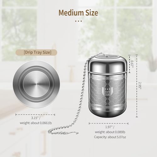 Tea Strainers for Loose Tea, 316 Stainless Steel Tea Infuser for Loose Leaf Tea, Extra Fine Mesh Loose Tea Infuser, Tea Steeper for Loose Tea & Diffuser (1 Pack - Medium) - size: Medium