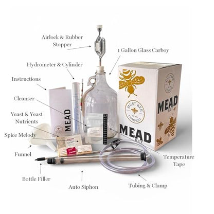 Deluxe Mead Making Kit 1 Gallon – Honeywine Kit Home Brewing Kit for Beginners – DIY Mead Fermentation Kit with Yeast Nutrients Equipment – Homebrew Mead Kit -Must Bee Company - size: 1 Gallon Deluxe Kit