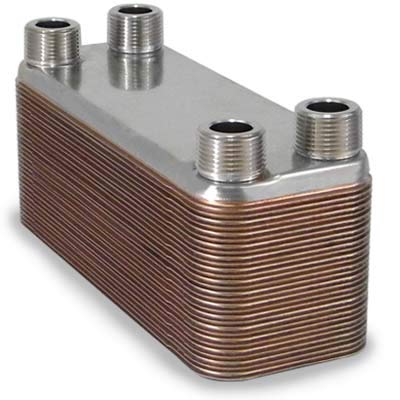40 Plate Brazed Heat Exchanger – 3/4" MPT – 316L Stainless Steel Water to Water Heat Exchanger for Radiant Floor Heating, Outdoor Wood Furnaces, Wort Chilling, Oil Cooling - size: 3"x8"-40 plates