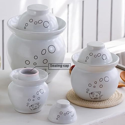 Chinese Pickle Jar Ceramic Jar with Lid, Fermentation Kit Crock with Water Seal Airlock Lid, Fermentation Jar for Pickles, Kimchi, Sauerkraut, Kombucha Jar Paocai Ja red-3.5Kg - color: Red, size: 3.5Kg