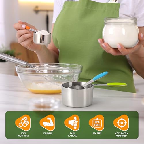 HOTEC 10-Pack Measuring Cups &Spoons Set, Kitchen Gadagets Cooking Baking, Measuring Spoons, Heavy Duty & Dishwasher Safe for Dry and Liquid Ingredients, Multicolor - color: Multicolor