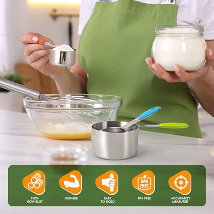 HOTEC 10-Pack Measuring Cups &Spoons Set, Kitchen Gadagets Cooking Baking, Measuring Spoons, Heavy Duty & Dishwasher Safe for Dry and Liquid Ingredients, Multicolor - color: Multicolor