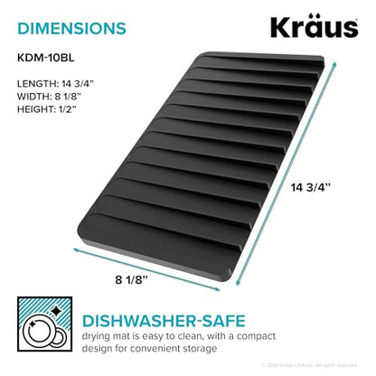 Kraus Self-Draining Silicone Dish Drying Mat and Silicone Soap Dish Holder for Bathroom or Kitchen Counter in Black, KDM-10-05BL - color: Black, style: Drying Mat & Soap Holder