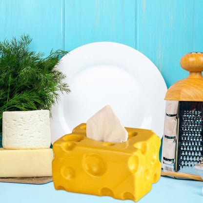 Cheese Shape Tissue Box Holder, Rectangle Napkin Organizer Toilet Paper Container Decorative Tissue Storage Organiser
