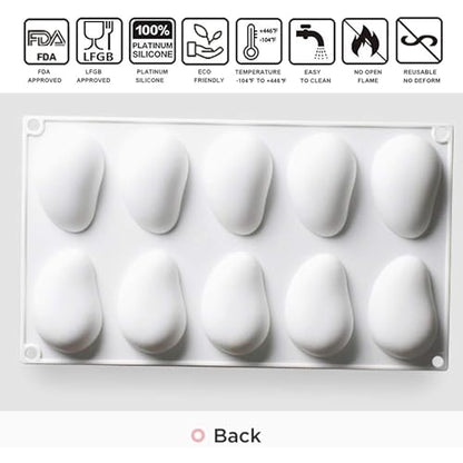 OCPO KITCHEN Mango Silicone Mold for Baking Mousse Cake, Fruit French Dessert, Pastry, Chocolate, Ice Cream, Cake Decoration Mold, 3D Mango Shape (10-Cavity) - style: Mango (10-Cavity)