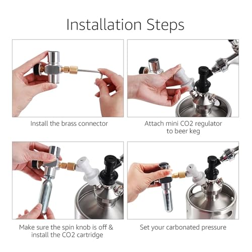 Home Brewing 0-60PSI Mini Co2 Regulator,Portable Co2 Charger with Stable Pressure & Steel Ring Gas Inlet,Homebrew Carbonated Kit Wine Accessories(C) - color: C