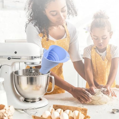 Silicone Foldable Flour Funnel-Wide Mouth No Clogging,Compatible with KitchenAid Ksm150 5-Quart Tilt-Head Stand Mixer (Extended White) - color: Extended White