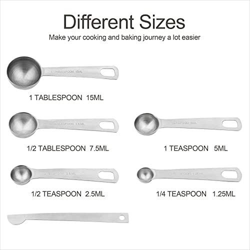 Measuring Cups and Spoons Set, Dry Metal Measuring Cup Set of 11, Stainless Steel Measuring Cups and Spoons, 5 Measure Cups and 5 Kitchen Measurement Spoons & Leveler - size: Set of 11