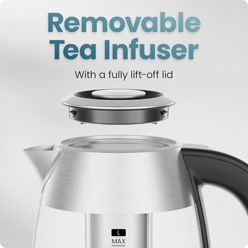 CHEFMAN Lightning High-Powered Electric Kettle, 1.8L 1750W, Rapid Boil 2 Cups in 2 Minutes, BPA Free Cordless Tea Kettle with Digital Temperature Control and 1-Hour Keep Hot – Stainless Steel - size: 1.8 Liters - Digital