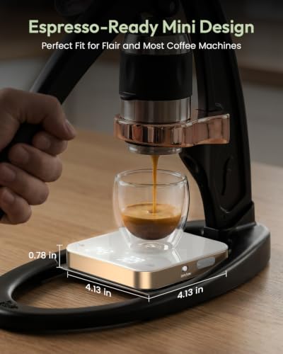 Maestri House S2 Espresso Coffee Scale with Timer, USB-C Rechargeable 2kg/0.1g Precision Shot Scale, Digital Scale for Espresso Brewing(White & Gold) - color: White&Gold