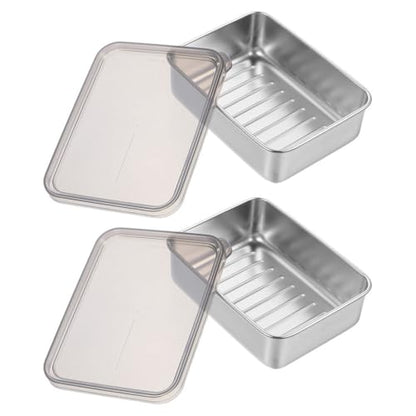 Cabilock Cheese Storage Container with Airtight Lid for Fridge Compact Fresh Box for Bacon Lunch Meat and Butter Food Preservation Organizer 5.31X3.93X1.77In