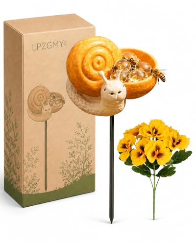 Unique Animal Watering Stations, Bee Cups Baths Waterer Garden Outdoors Decors Pollinator Butterfly Bird Water Feeder Bees Blossoms for Water Yard Patio Lawn Backyard Decor (Snail) - color: Snail