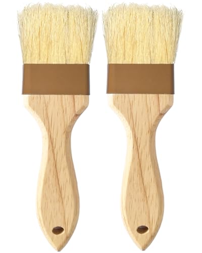 Pastry Brush,2 inch Basting Brush for Cooking and Baking,Natural Bristle Food Brush for Oil & Sauce,No Bristles off,Easy Clean,Durable Kitchen Marinade Butter Culinary Utensil (2 Pack)