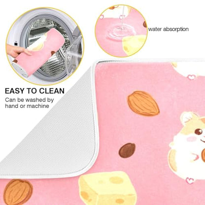 Kcldeci Cute Little Hamsters Eating Cheese Dish Drying Mat Kitchen Counter Mat Draining Mat Kitchen Accessories Dish Rack Pad for Dishes, Utensils, Countertops, Sinks 18x24in - size: 18x24in
