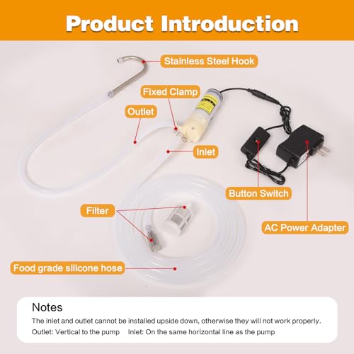 Food Grade Self Priming Electric Water Transfer Pump,Auto Siphon Diaphragm Pumps,AC 100-240V,2.0LPM,Low Noise for Home Brew Bottling Wine,Beer,Juice,Ice Maker,Coffee Machine
