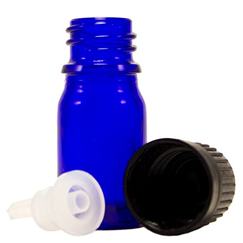 5 ml (1/6 fl oz) Cobalt Blue Glass Bottle with Euro Dropper (12 Pack) - color: Cobalt Blue, size: 0.17 Fl Oz (5 ml)