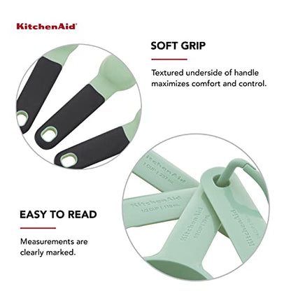 KitchenAid Universal Easy To Read Measuring Cup and Spoon Set with Soft Grip Handle for Maximum Control, Hang Hole and Nesting For Easy Storage, Dishwasher Safe, 9 Piece, Pistachio - color: Pistachio