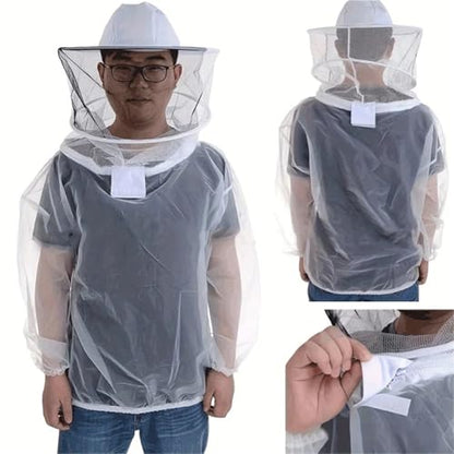 Mosquito Suits For Adult 2Pcs Breathable & Durable Men's Beekeeper Suit - Professional Transparent Protective Jacket with Hooded Veil for Safe Beekeeping
