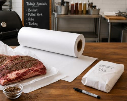 White Freezer Paper 18 inch x 175 feet, 2” Core, 1 Roll, 40lb. Big Tex by ALLIANCE – Food Grade Paper W/Side Cutter, Made in the USA