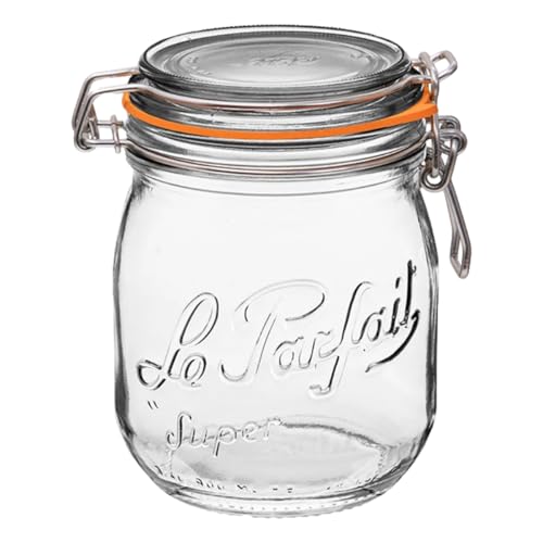 Le Parfait Super Jar 750mL (24oz) French Glass Preserving Jar w/Airtight Rubber Seal & Wire Bail Closure - BPA-Free Canning Jar for Pickles, Fruit, Sauce & Food Storage - Made in France Since 1930 1PK - color: 24oz (Single)