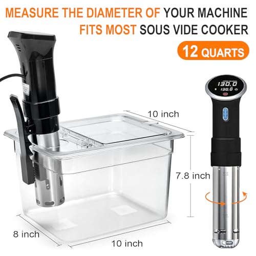 HOMENOTE Sous Vide Container 12 Quart with Universal Collapsible Hinged Lid,Sous Vide Accessories Kit BPA Free,Compatible with Anova and Most Sous Vide Cookers - color: Container - without accessories
