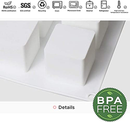 OCPO KITCHEN Cube Silicone Mold for Baking Mousse Cake, French Dessert, Pastry, Chocolate, Brownie, Ice Cream, Pudding, Ice Mold, 3D Cube Shape (8-Cavity) - style: Cube (8-Cavity)
