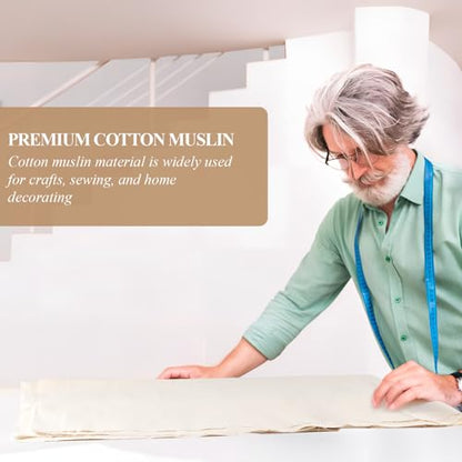 PEASUG 100% Cotton Muslin Fabric, 63 Inch X 2 Yards Unbleached Muslin Fabric by The Yard, Medium Weight Draping Fabrics Suitable for Sewing Embroidery, Garments, Crafts Material-Natural - color: Natural Unbleached, size: 2 Yards