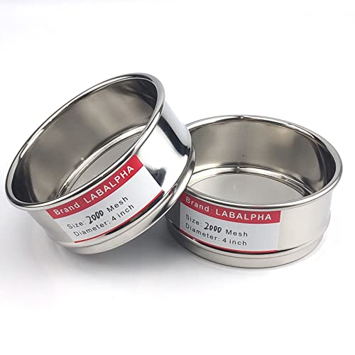 LABALPHA 2000 Mesh Lab Sieves, Test Sieve #2000 Mesh, 4'' Diameter, 304 Stainless Steel Wire Cloth (0.0065mm) - size: 2000 mesh (0.0065mm)