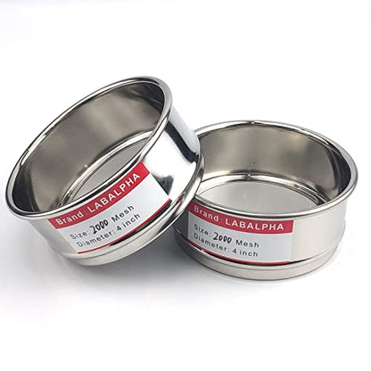 LABALPHA 2000 Mesh Lab Sieves, Test Sieve #2000 Mesh, 4'' Diameter, 304 Stainless Steel Wire Cloth (0.0065mm) - size: 2000 mesh (0.0065mm)