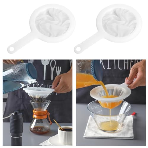 2 Pcs Fine Mesh Strainers,Sieve Fine Mesh with Handle Juice Strainer Yogurt Sieve for Soy Milk Coffee Milk Juice Tea Honey and Wine(SIZE:200Mesh)