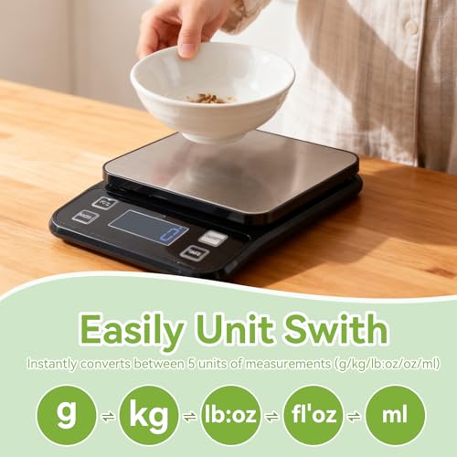 IP67 Waterproof Digital Kitchen Scale, 5kg/11lb Capacity with 0.1g Precision, Kitchen Scales for Food,USB Rechargeable Battery & 5 Units Conversion for Cooking, Baking - Food Scale - size: 0.1g/5kg Rechargeable