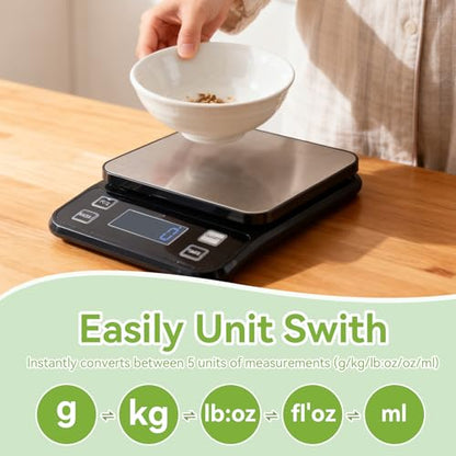 IP67 Waterproof Digital Kitchen Scale, 5kg/11lb Capacity with 0.1g Precision, Kitchen Scales for Food,USB Rechargeable Battery & 5 Units Conversion for Cooking, Baking - Food Scale - size: 0.1g/5kg Rechargeable