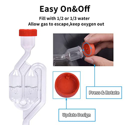 Zazolyne 5Pack Fermentation Airlock,Twin Bubble Fermenting Improved High Transparency S Shape with 10pcs Grommets Drilled 3/8’’ Hole
