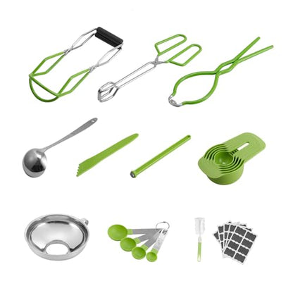 VEVOR Canning Supplies Starter Kit, 9 Pieces Stainless Steel Water Bath Canning Kit for Beginners, Canning Tools Set: Ladle, Measuring Spoon & Cup, Funnel, Tongs, Jar Lifter, Jar Wrench - size: 9PCS