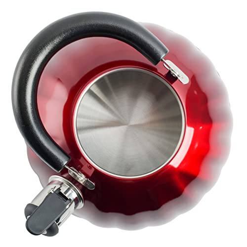 Mr. Coffee Twining 2.1 Quart Pumpkin Shaped Stainless Steel Whistling Tea Kettle, Metallic Red (Pack of 6) - color: Metallic Red, size: 2.1 Quarts (Pack of 6)