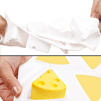CANDeal 2-Pack 8-Cavity Cheese Shape Silicone Mold,Cake Pop Molds Silicone, Non-Stick Silicone Baking Mold for Ice Cube Tray Chocolate, Cake, Jelly, Mousse Cake Pastry