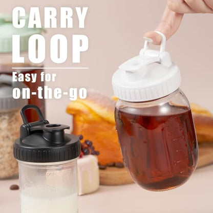 4 Pack Regular Mouth Mason Jar Pour Spout, Mason Jar Pitcher Lids with Leakproof Airtight Flip Cap, Reusable Plastic Canning Lids for Drinking Salad Dressing Pouring, Jar Lids, Black & White - color: Black & White, size: Regular Mouth