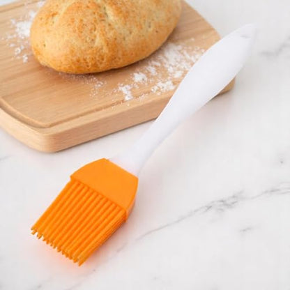 Generic 1Pcs Basting Brush 15g Small White Handle Brush Color Block Dishwasher Safe Silicone PP Orange White 17x3cm