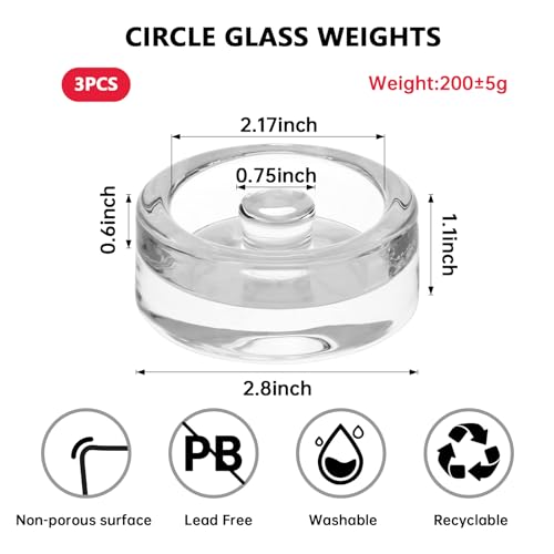 3Pcs Wide-Mouth Fermentation Glass Weight Set With Easy Grip Perfect For Home Brewing, Pickling, Canning, Fermented Fruits, Sauerkraut, Kimchi And More. (3)