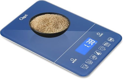 Ozeri Touch III Digital Kitchen Scale with Calorie Counter, 22 lbs (10 kg), Classic Blue - color: Classic Blue