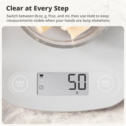 Greater Goods Food Scale – Digital Kitchen Scale, 1g Precision, Easy-Tare & Quick Conversion, Slim Compact Design, Durable & Portable | Ideal for Cooking, Baking & Meal Prep (Ash Gray) - color: Ash Gray
