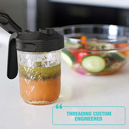 Masontops Multi Pour Top Mason Jar Lid with Handle - Wide Mouth Mason Jar Pour Spout Lid Pourer - Ball Mason Jar Pitcher Lid with Handle and Flip Cap - color: Black Pitcher, size: Wide Mouth