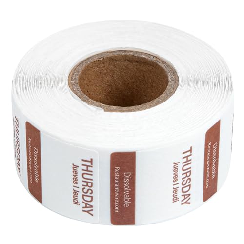 Restaurantware RW Smart 1 Inch x 1 Inch Food Rotation Labels 3500 Dissolvable Food Safety Labels - Premium Trilingual Paper Day Of The Week Labels For Food Storage Or Prep Weekly - style: 7-Day