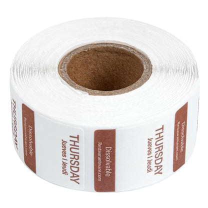 Restaurantware RW Smart 1 Inch x 1 Inch Food Rotation Labels 3500 Dissolvable Food Safety Labels - Premium Trilingual Paper Day Of The Week Labels For Food Storage Or Prep Weekly - style: 7-Day