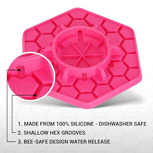 Bee Feeder for Mason Jar Made of Silicone - Bee Watering Station for Garden Compatible with Regular Mouth Mason Jars (Pink) - color: Pink