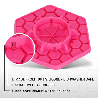 Bee Feeder for Mason Jar Made of Silicone - Bee Watering Station for Garden Compatible with Regular Mouth Mason Jars (Pink) - color: Pink