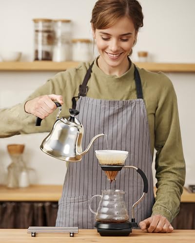 Tea Kettle for Stovetop, Gooseneck Pour Over, Flow Control, 28oz, Silver | Food Grade Stainless Steel，for Home & Kitchen, Precise Gooseneck Spout， Induction & Gas Applicable - style: Mirror Silver