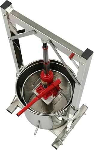 22L/5.8Gal Fruit Wine Press Machine, Stainless Steel Cheese Herb Fruit Wine Presser Manual Juice Maker with Hydraulic Jack Sanitary Tray, Vegetables Honey Olive Oil Making Press~/