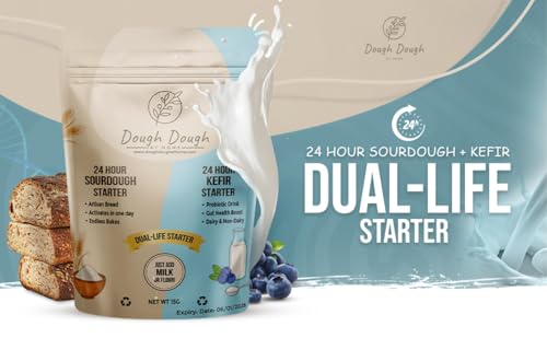 Sourdough & Kefir Starter Culture: All-In-One – Dual Life 24-Hour Rapid Fermentation – Makes Bread & Probiotic Milk – All-Natural, Active Live Cultures