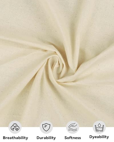 HOTGODEN Light Weight 100% Cotton Muslin Fabric: 63 inch x 2,5,10 Yards Unbleached Muslin Linen Fabric Material for Sewing Material Apparel Cloth - color: Natural, size: 10 YARDS